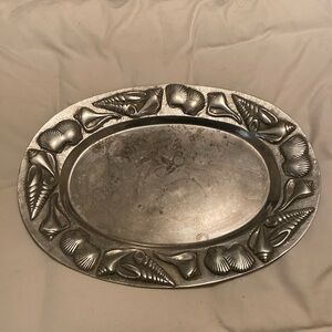 Metal Platter sea Shells
